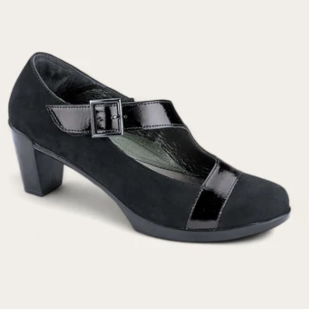 ▶️ Naot ◀️ Brava Black Mary Jane Leather Velvet Heels Orthopedic Pumps  EU 41